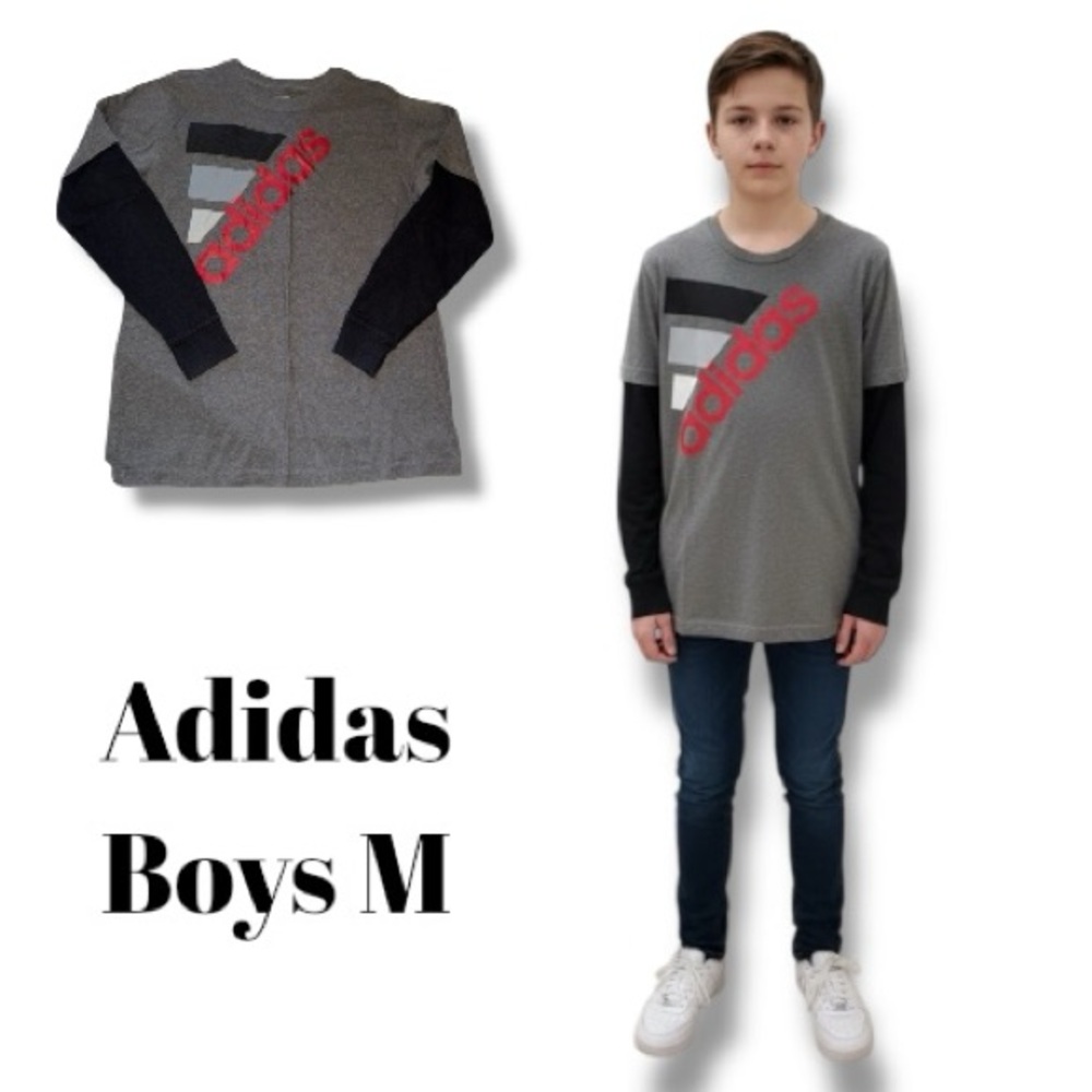 Adidas The Go To Tee Black/Gray Activewear Short Sleeve T-Shirt Boy’s Size M 🍭